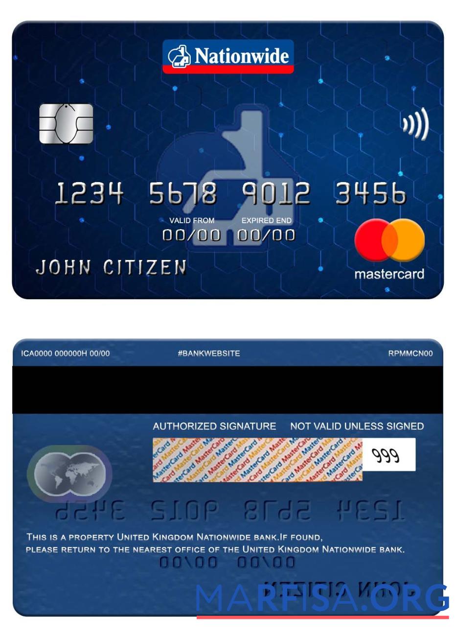 Downloadable United Kingdom Nationwide bank mastercard real example